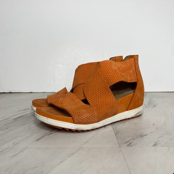 Eileen Fisher Orange Wedge Sandal 6 - Picture 13 of 13